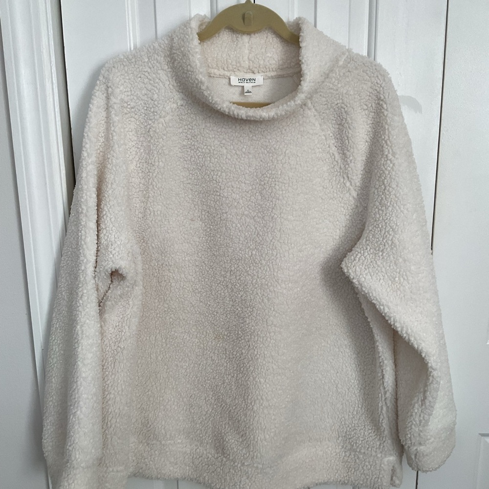 Haven Cream Sherpa warm Cowl Neck Sweater XL